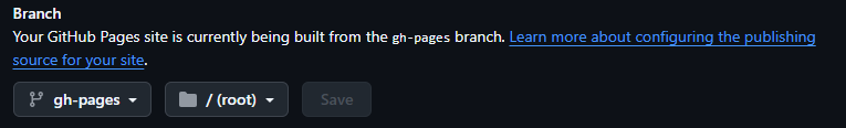 GitHub Pages settings